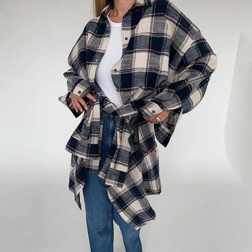 Amelia™ | Oversized Tartan Katoenen Cardigan