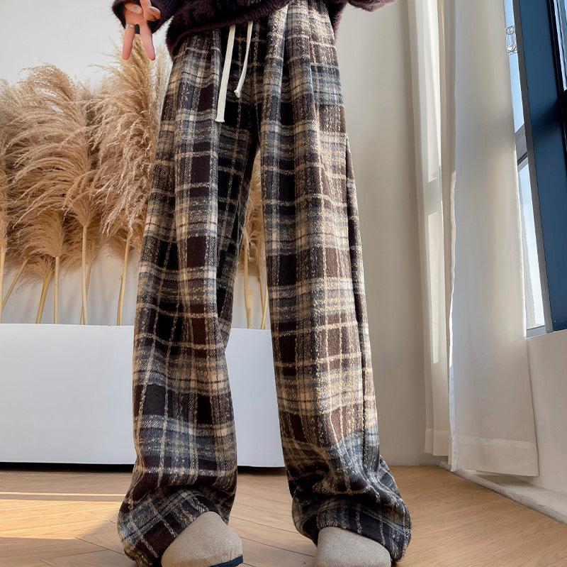 Clara™ | Lang-Baggy Retro Tartan Flannel Broek