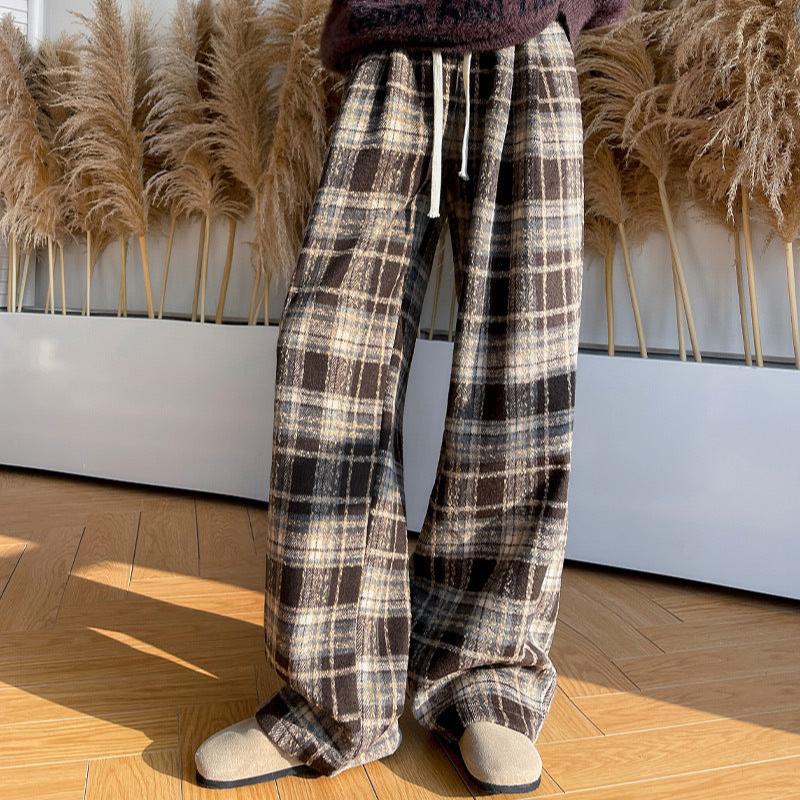 Clara™ | Lang-Baggy Retro Tartan Flannel Broek